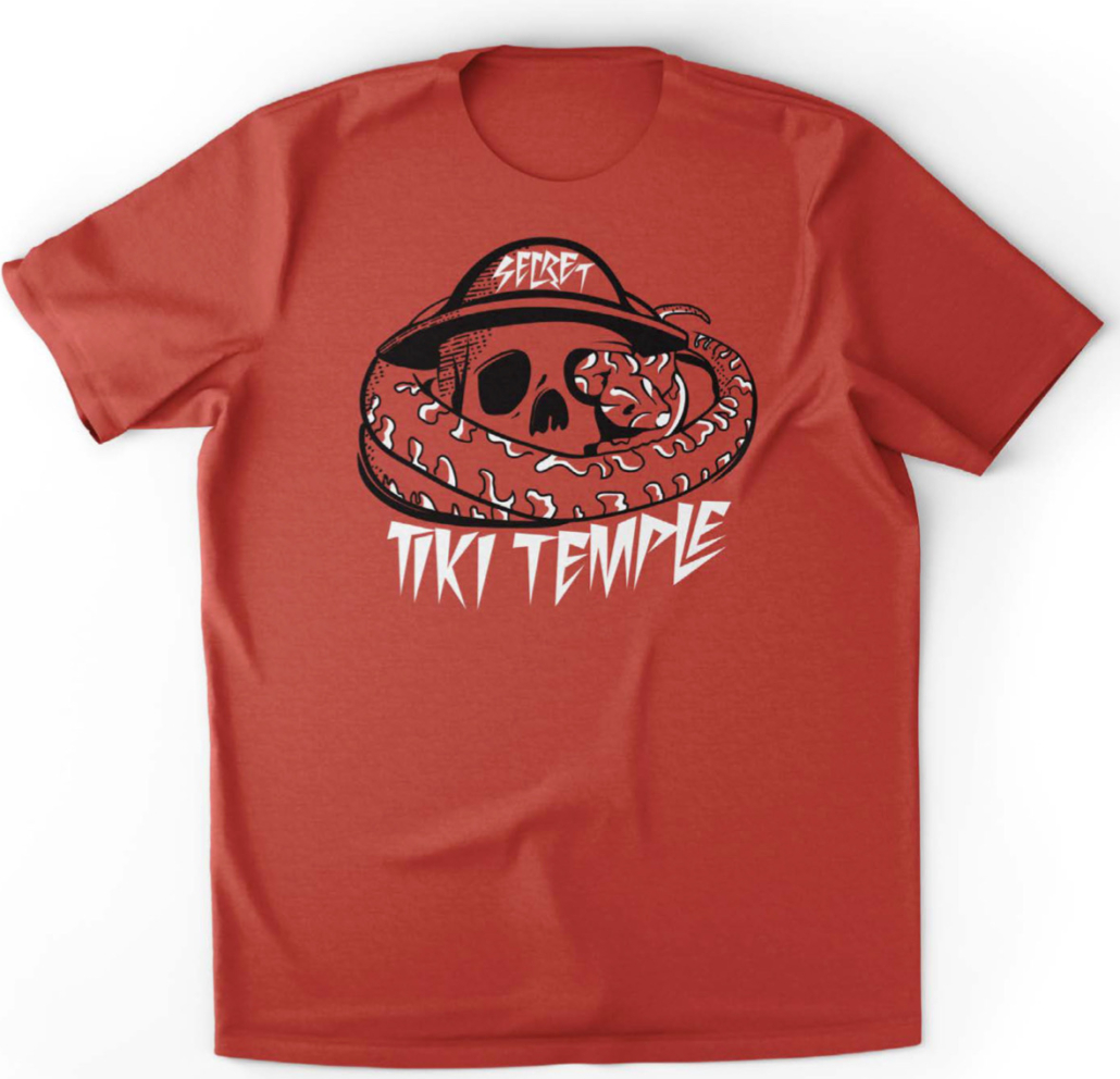 Secret Tiki Temple Pith Skull & Snake T-shirt